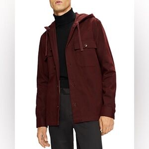 Ted Baker Men’s Hooded Overshirt Shacket in Burgundy